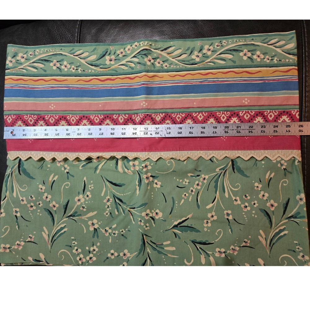 Unbranded Floral‎ Valance Green Pink Vintage Cottagecore 26x18 Good - Picture 5 of 12